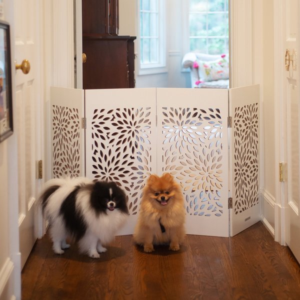 CARDINAL GATES Decorative Freestanding Dog Gate, White Starburst