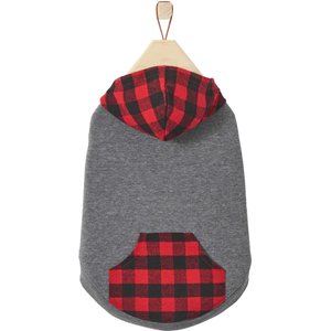 Frisco Plaid Dog & Cat Hoodie, Red Plaid, Medium