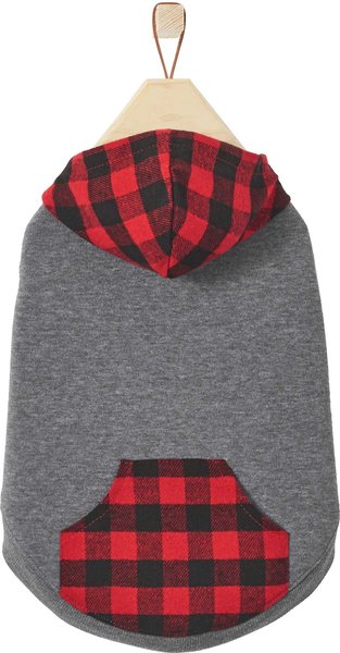Frisco Plaid Dog & Cat Hoodie, Red Plaid, X-Large slide 1 of 9