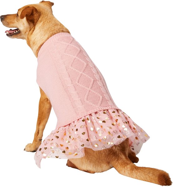 Frisco Cable Knit Dog & Cat Sweater Dress, Pink, X-Small slide 1 of 7