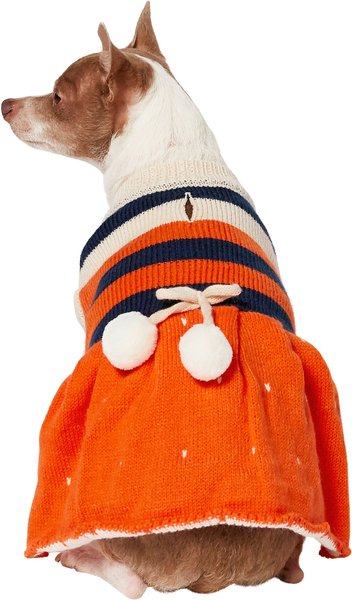 Frisco Pom Pom Bow Striped Dog & Cat Sweater Dress, X-Small slide 1 of 7