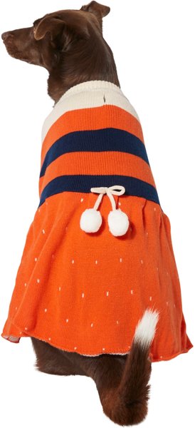 Frisco Pom Pom Bow Striped Dog & Cat Sweater Dress, Medium slide 1 of 6