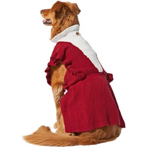 Frisco V Ruffle Dog & Cat Sweater Dress,  Burgundy, Large