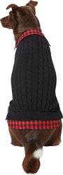Frisco Plaid Cable Knit Dog & Cat Sweater, Red Plaid, Medium