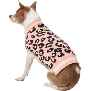 Frisco Leopard Print Dog & Cat Sweater,  Pink, X-Small