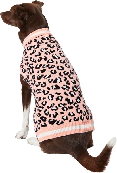 Frisco Leopard Print Dog & Cat Sweater,  Pink, Large slide 1 of 6