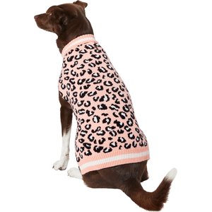 Frisco Leopard Print Dog & Cat Sweater, Pink, Large