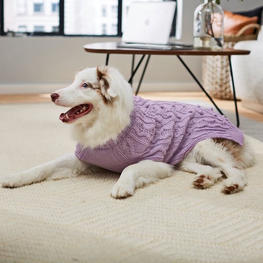 Frisco Bobble-Knit Dog & Cat Turtleneck Sweater, Lavender, Small