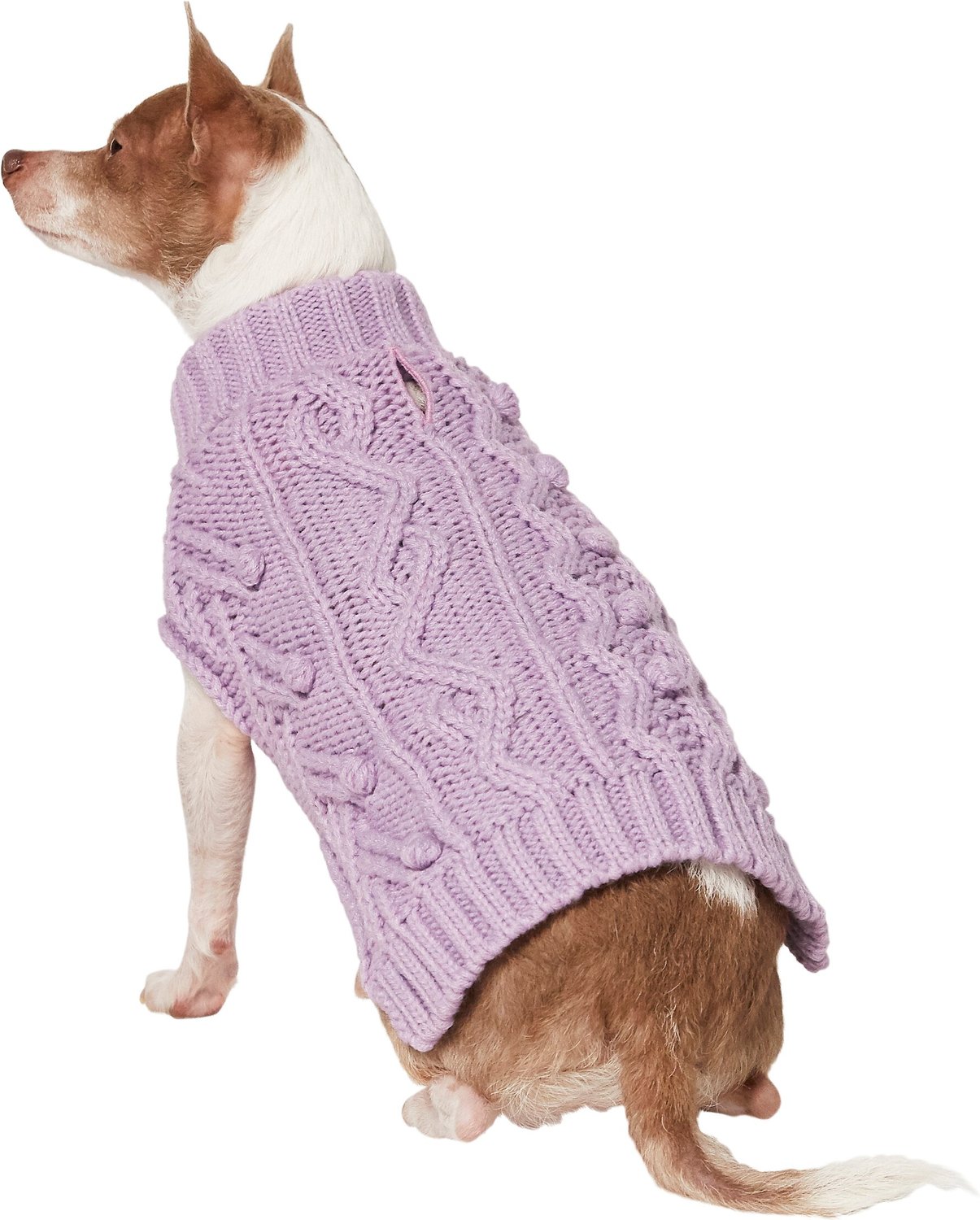 Fuzzy Textured Knit Dog Sweater, Turtle-neck, Blueberry Pet