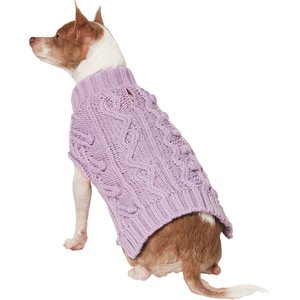Frisco Bobble-Knit Dog & Cat Turtleneck Sweater, Lavender, Medium