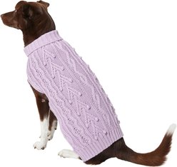 Frisco Bobble-Knit Dog & Cat Turtleneck Sweater, Lavender, Large