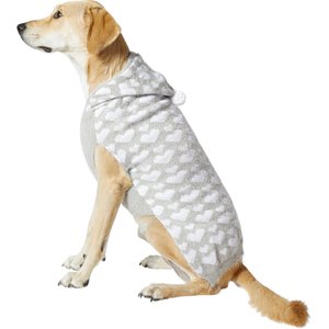 Frisco Fuzzy Heart Hooded Dog & Cat Sweater, Small