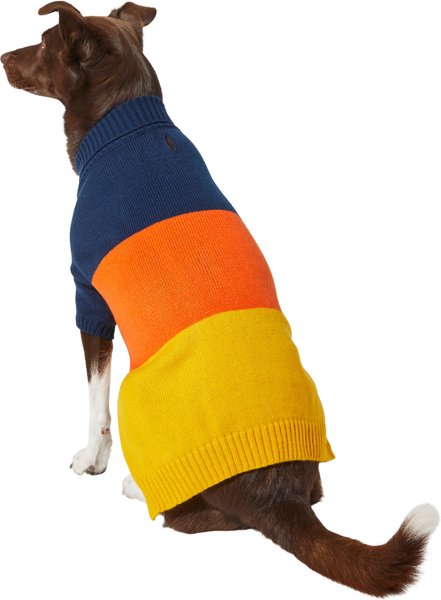 Frisco Colorblock Dog & Cat Turtleneck Sweater with Sleeves, Orange/Blue, Large slide 1 of 6