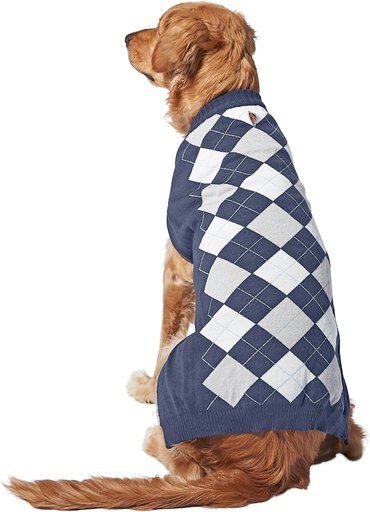 Frisco Argyle Dog & Cat Sweater, Navy, Small