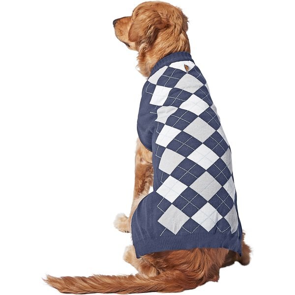FRISCO Argyle Dog & Cat Sweater, Navy, Medium