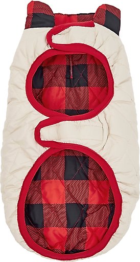 Frisco Lightweight Quilted Water-Resistant Reversible Insulated Dog & Cat Jacket, Gray/Red Plaid, Medium