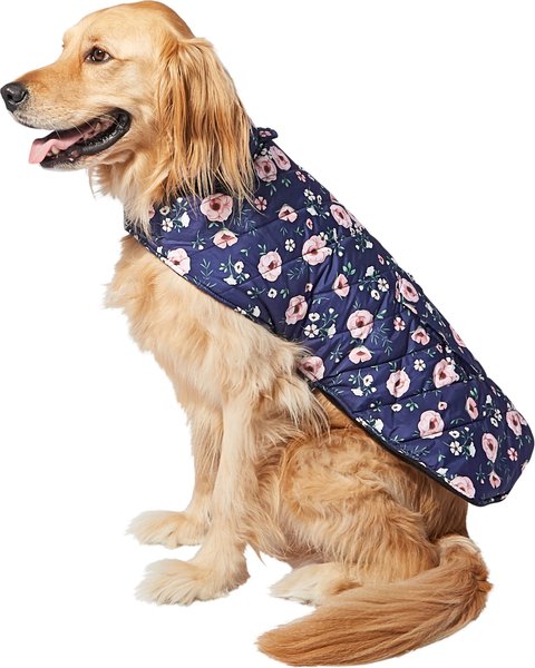 Frisco Patterned Floral Insulated Dog & Cat Puffer Coat, Navy, XXX-Large slide 1 of 7