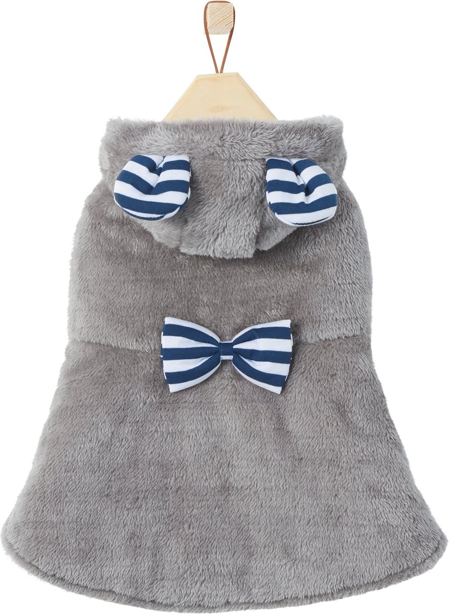 FRISCO Mediumweight Plush Hooded Insulated Dog & Cat Coat with Bow