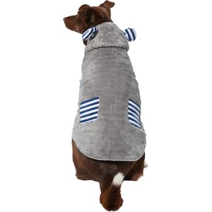 Frisco Plush Hooded Insulated Dog & Cat Coat, Gray, Large