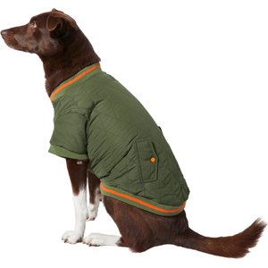 Frisco Insulated Quilted Bomber Dog & Cat Coat, Olive, Medium