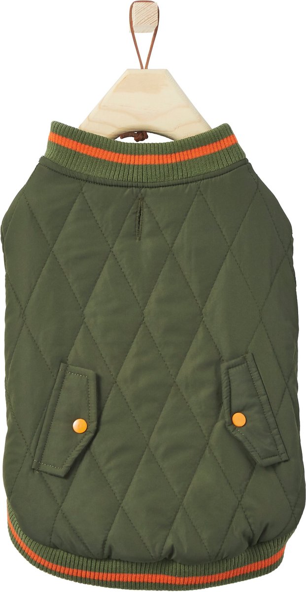 FRISCO Mediumweight Insulated Quilted Bomber Dog & Cat Coat, Olive