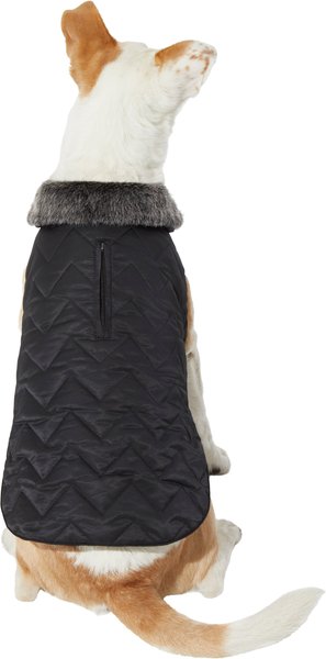 Frisco Mediumweight Chevron Insulated Quilted Dog & Cat Coat, Black, Large slide 1 of 6