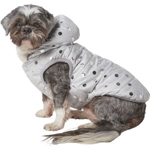 Frisco Silver Polka Dotted Insulated Dog & Cat Coat, Gray, X-Small