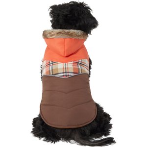Frisco Insulated Dog & Cat Puffer Coat, Orange Plaid, X-Small