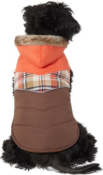 Frisco Insulated Dog & Cat Puffer Coat, Orange Plaid, Small slide 1 of 7