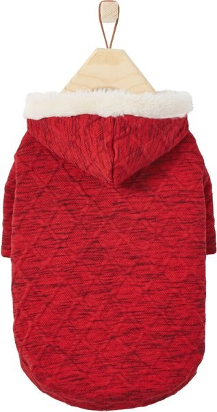 Frisco Textured Knit Dog & Cat Hoodie, Heather Red, Small slide 1 of 8