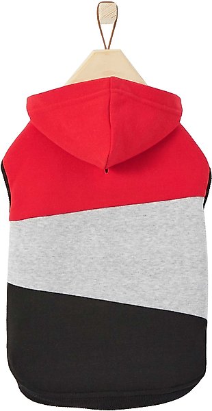 Frisco Colorblock Dog & Cat Sleeveless Hoodie, Red/Black, Small slide 1 of 9