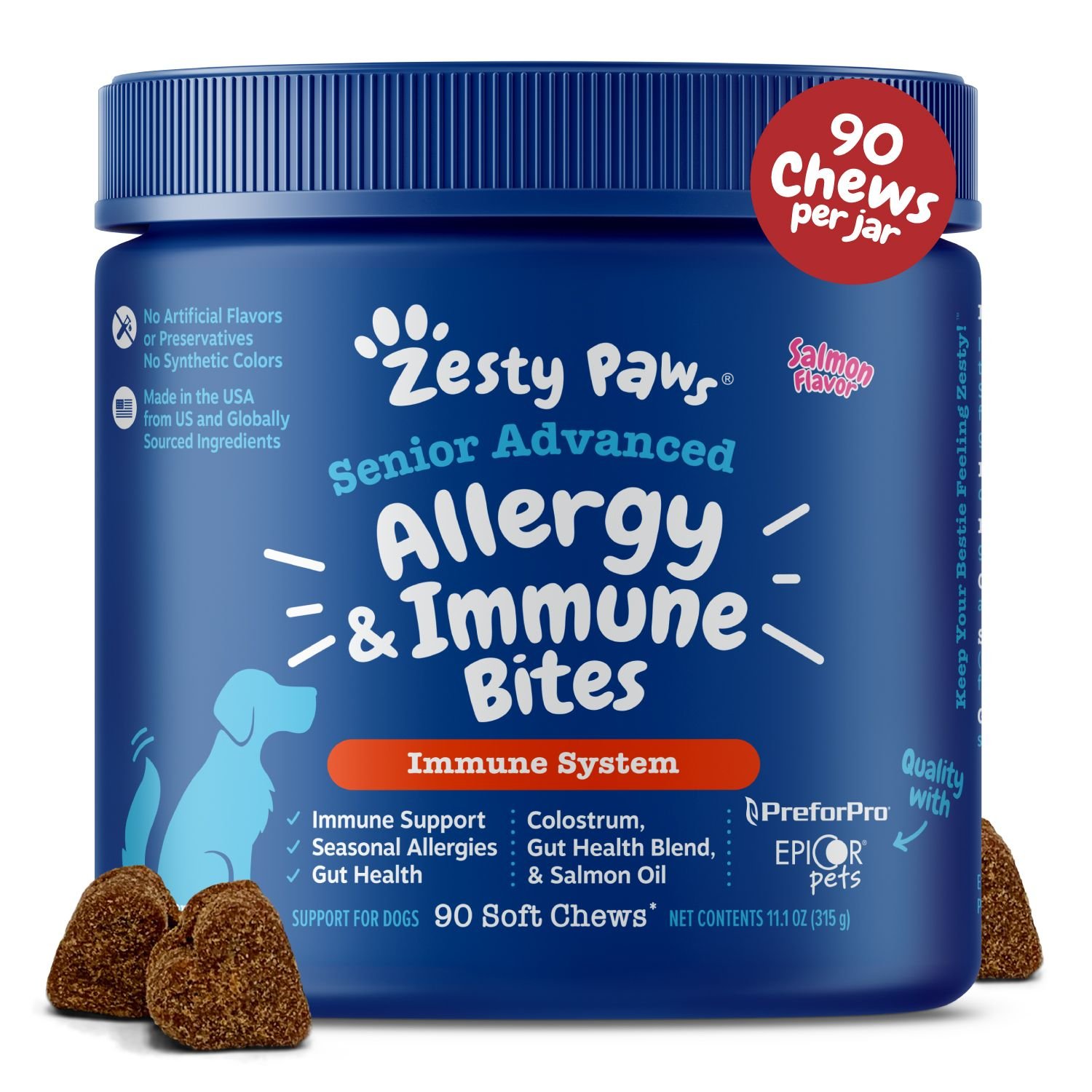 ZESTY PAWS Advanced Allergy & Immune Bites Salmon Flavored Soft Chews