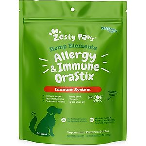 

Zesty Paws Hemp Elements Aller-Immune OraStix Peppermint Flavored Dog Dental Chews, 25-oz bag