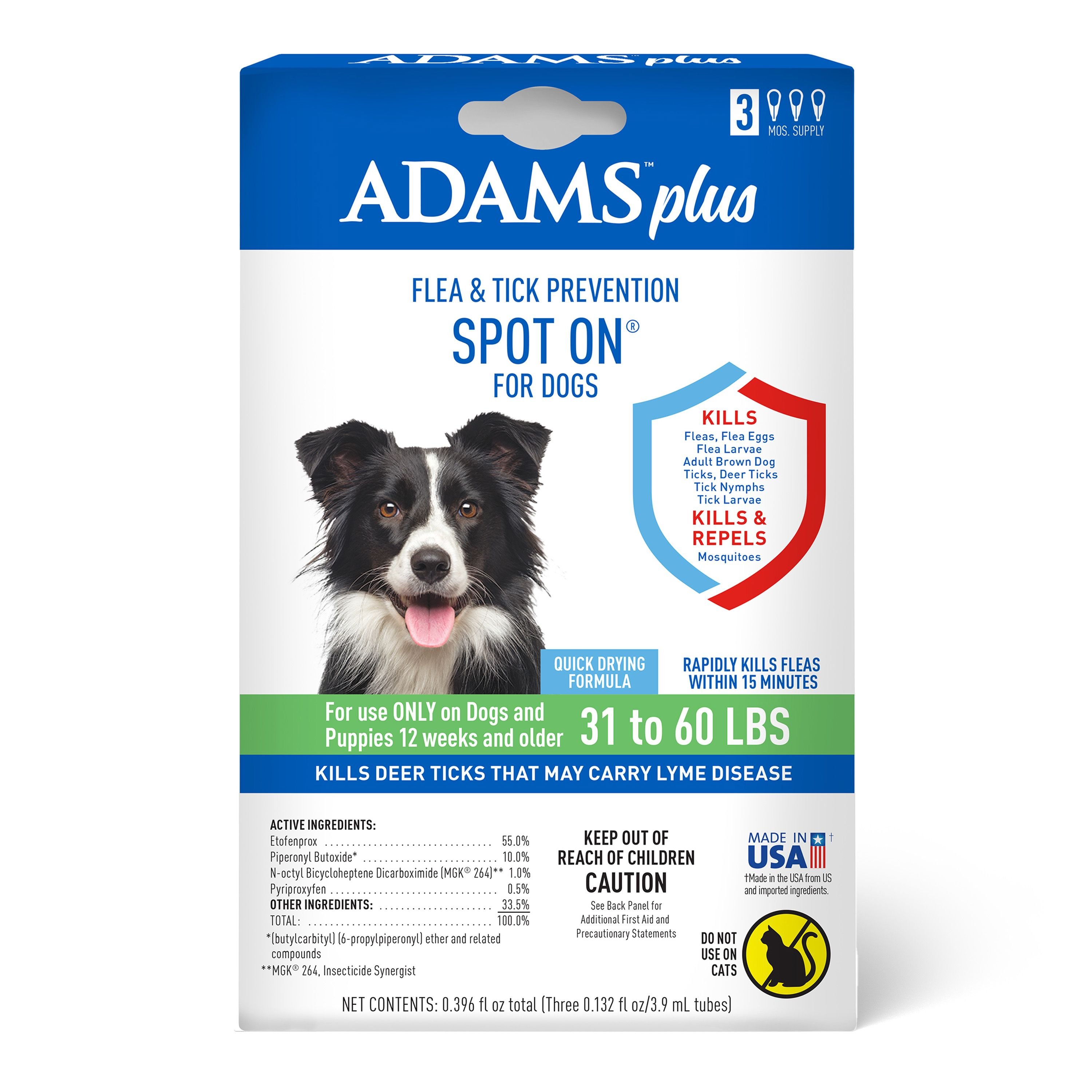 ADAMS Flea & Tick Spot Treatment for Dogs, 3160 lbs Customer Questions
