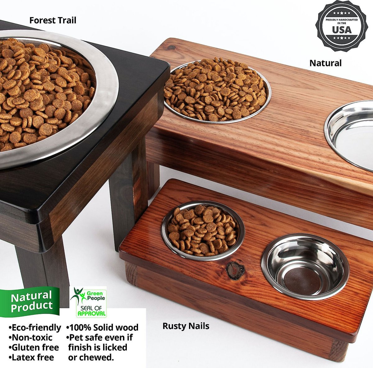 Ozarks Fehr Trade Originals Elevated Single Dog & Cat Bowl, Forest Trail, 12-Cup, 17-in Tall