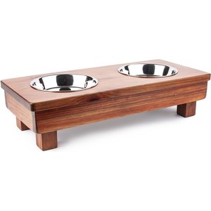 Ozarks Fehr Trade Originals Elevated Double Dog & Cat Bowl, Rusty Nails, 2.4-cup, 5-in Tall