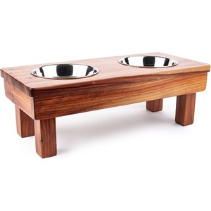 Ozarks Fehr Trade Originals Elevated Double Dog & Cat Bowl, Natural, 2.4-cup, 7-in Tall