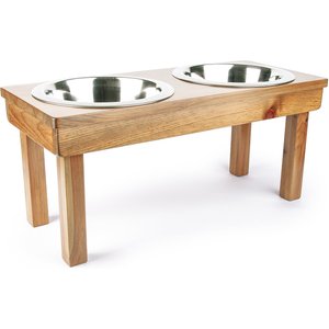 Ozarks Fehr Trade Originals Elevated Double Dog & Cat Bowl, Natural, 12-cup, 12-in Tall