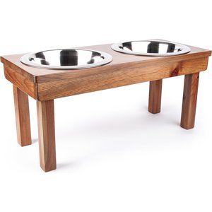 Ozarks Fehr Trade Originals Elevated Double Dog & Cat Bowl, Rusty Nails, 12-cup, 12-in Tall