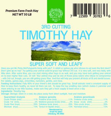 Show full view: Small Pet Select Third Cut Timothy Hay Small Animal Food, 50-lb box slide 3 of 5