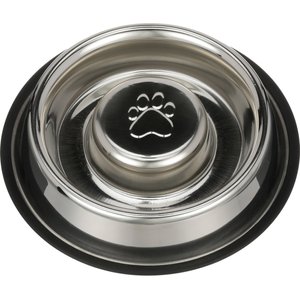 Neater Pets Non-Skid Non-Tip Stainless Steel Slow Feeder Dog Bowl, 3-cup