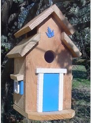 Bird Houses by Mark Cedar Cottage Bird House, Blue