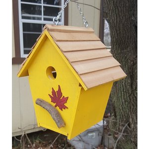 Bird Houses by Mark Cabin Bird House, Yellow