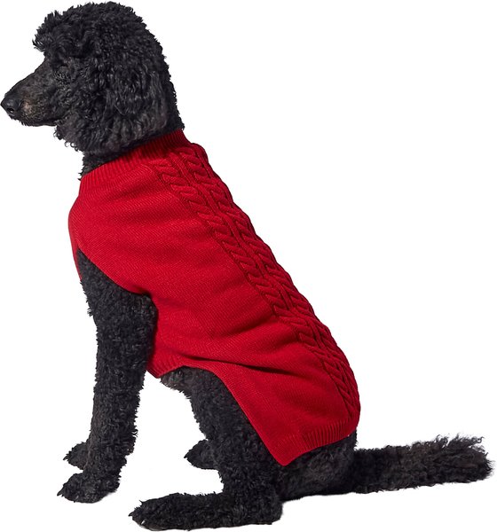 Frisco Dog & Cat Cable Knitted Sweater, Red, XXX-Large slide 1 of 6