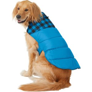 Frisco Mediumweight Boulder Plaid Insulated Dog & Cat Puffer Coat, Blue, XXX-Large