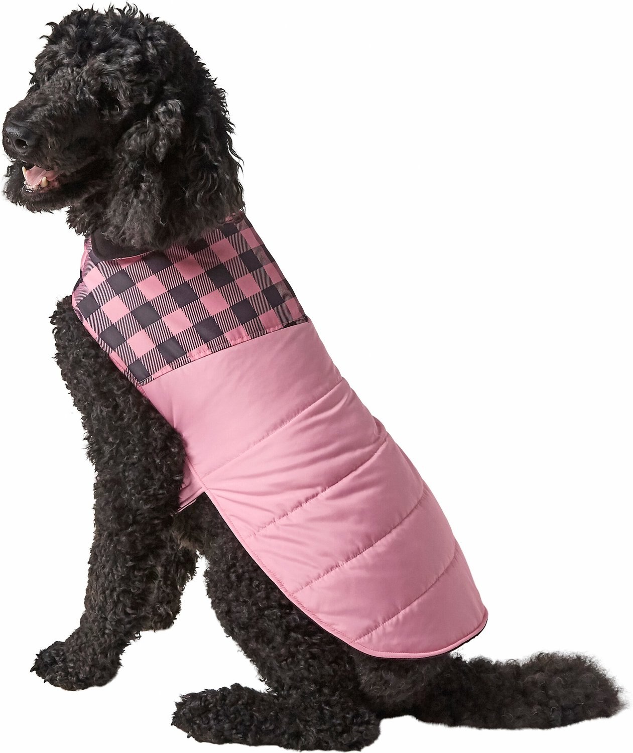 Frisco Lightweight Faux Fur Pink Puffer Dog & Cat Coat