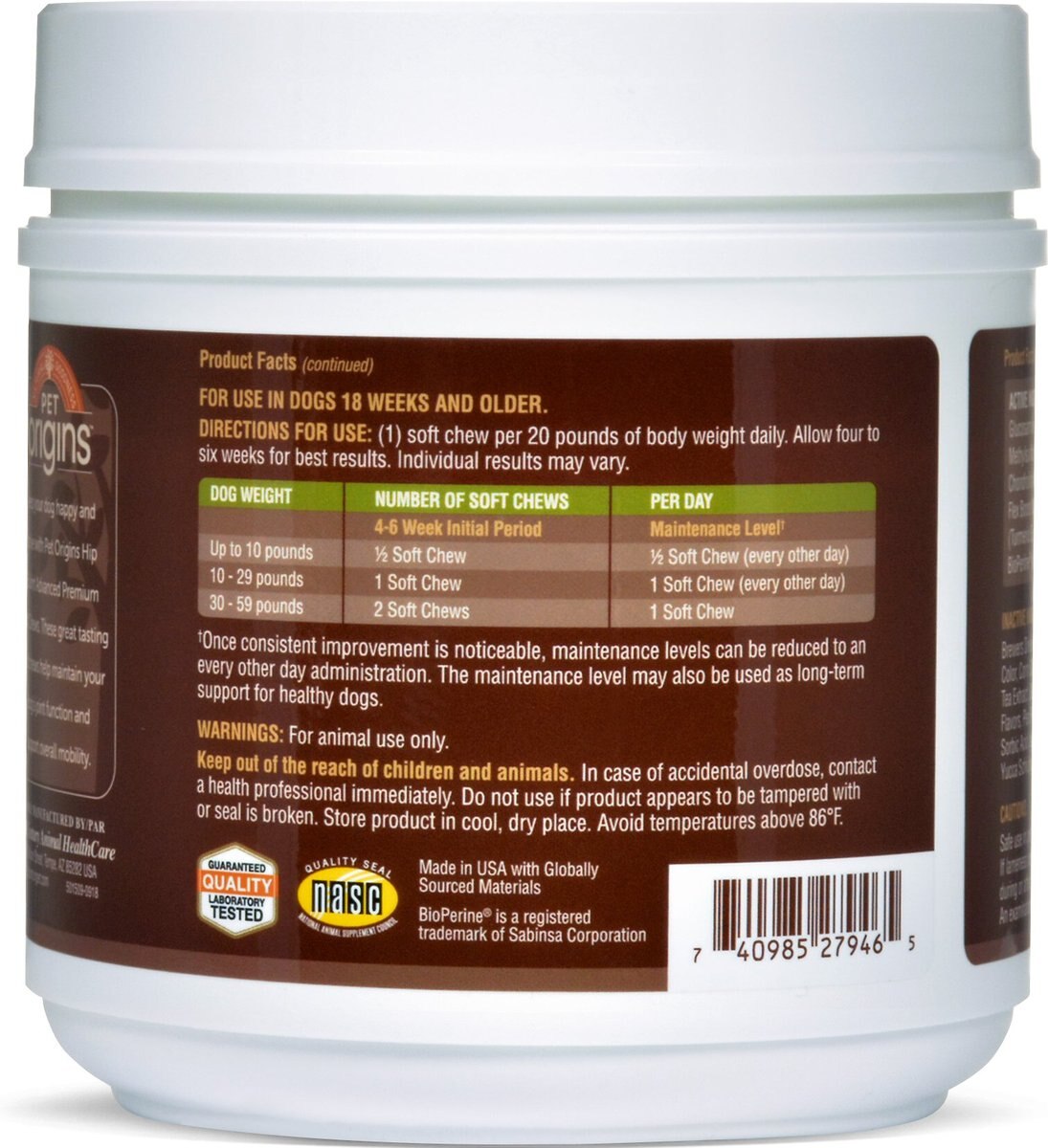 PET ORIGINS Advanced Hip & Joint Small/Medium Breed Soft Chew Dog