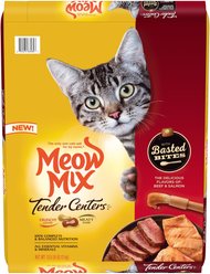 Meow Mix Tender Centers Basted Bites Beef & Salmon Flavors Dry Cat Food, 13.5-lb bag
