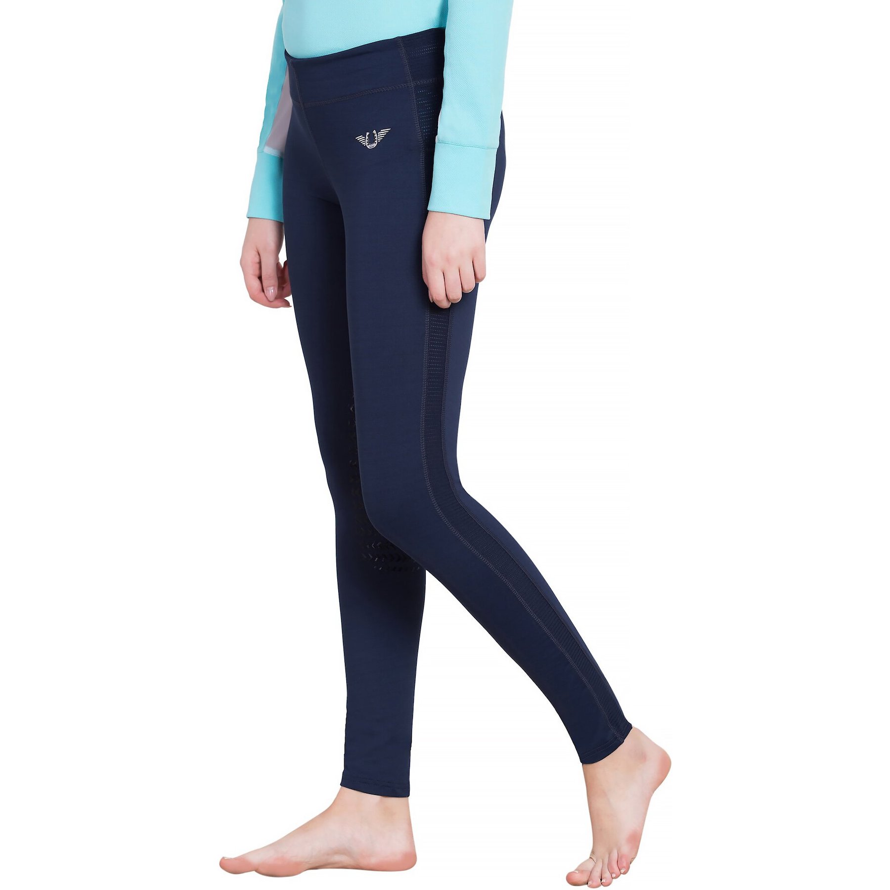 TuffRider Ventilated Schooling Ladies Tights, Navy, Small