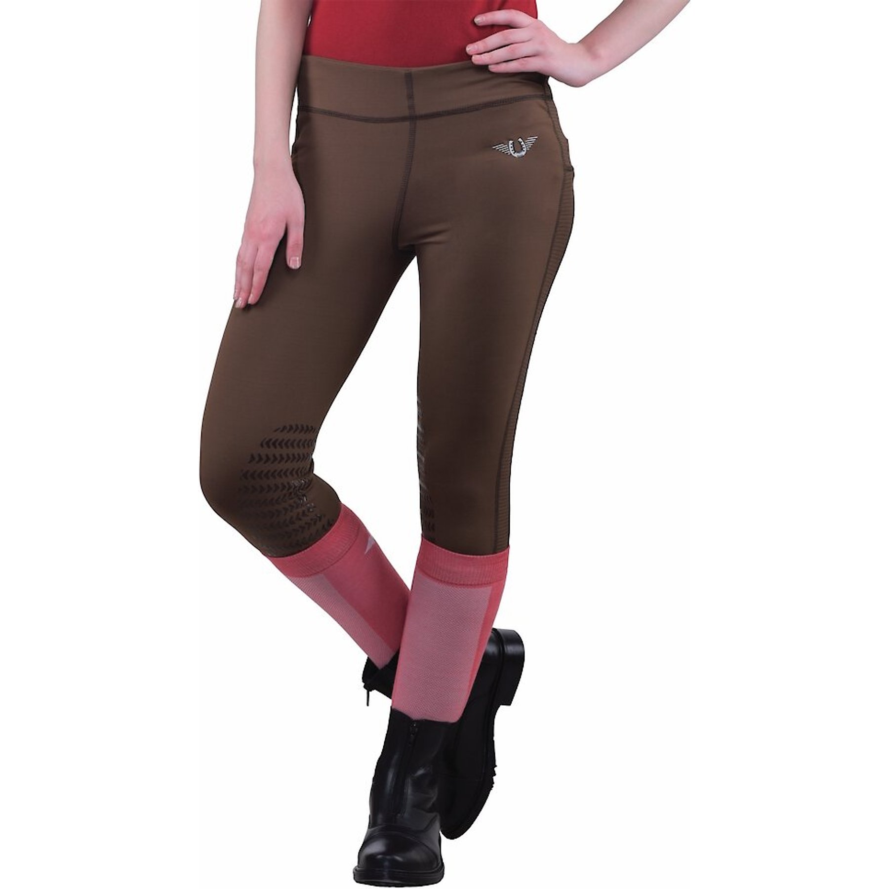 TuffRider Ventilated Schooling Ladies Tights, Chocolate, Large